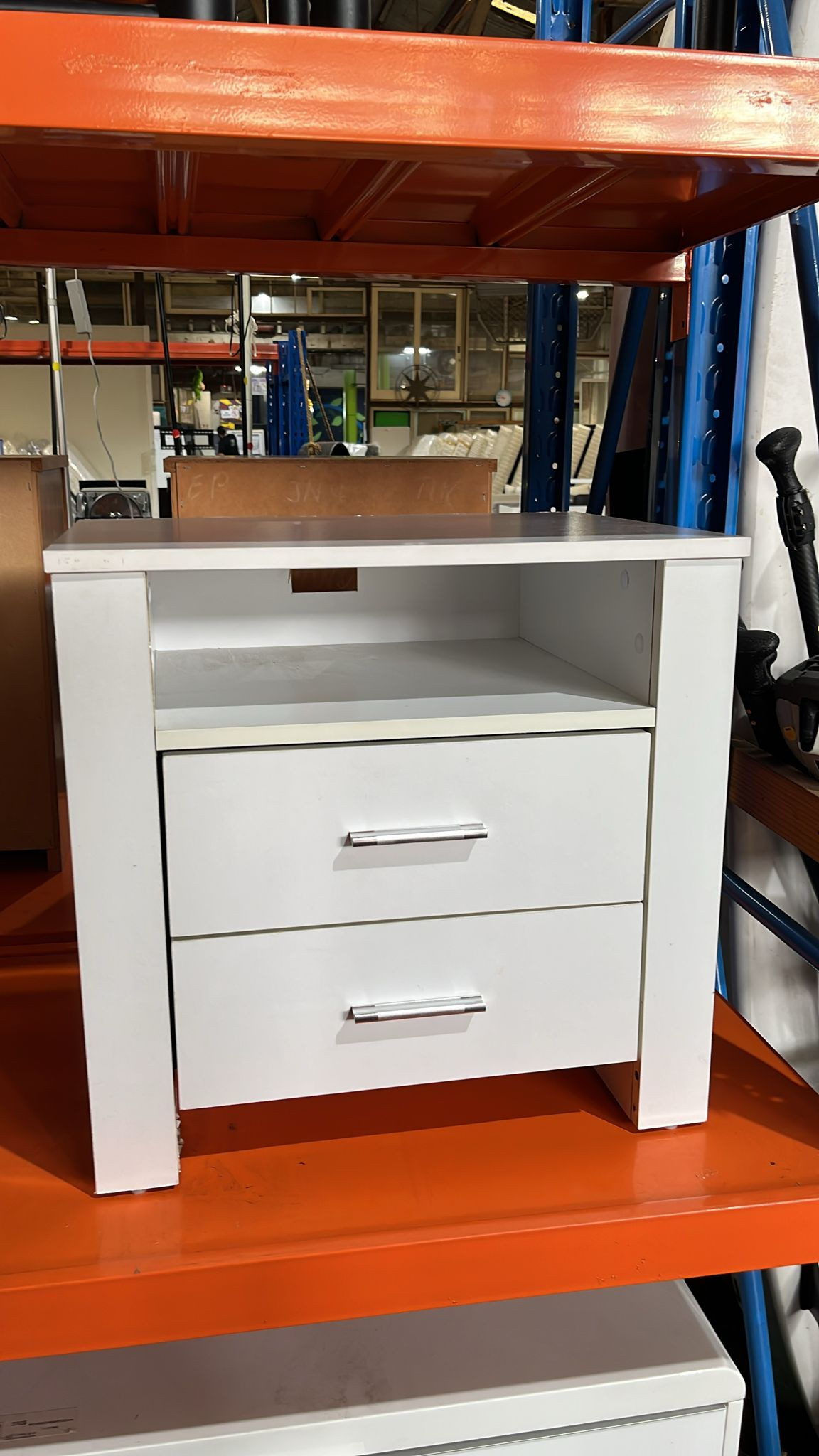 White Bedside Table with 2 Drawers