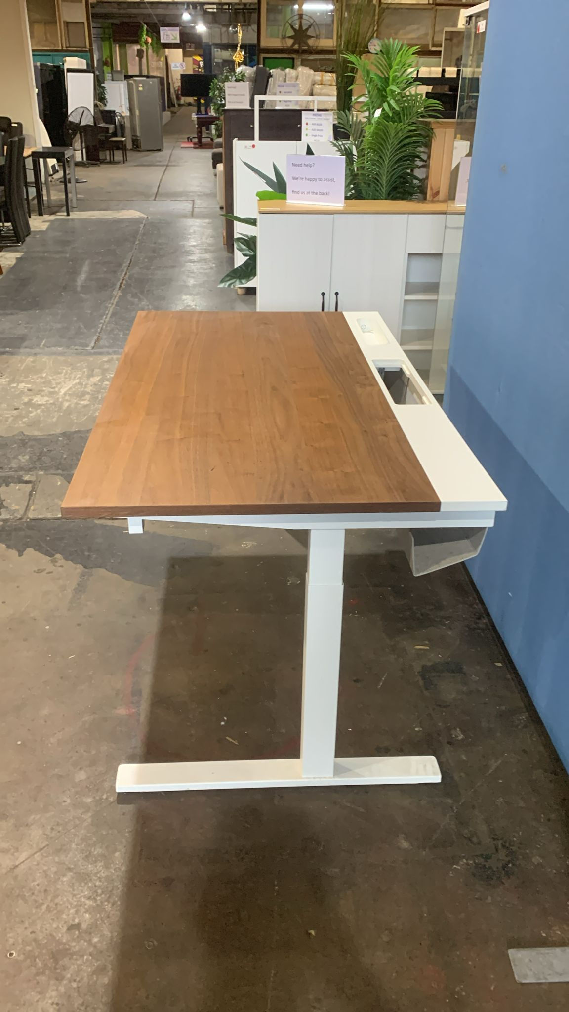 Wood Top Office Desk with White Frame