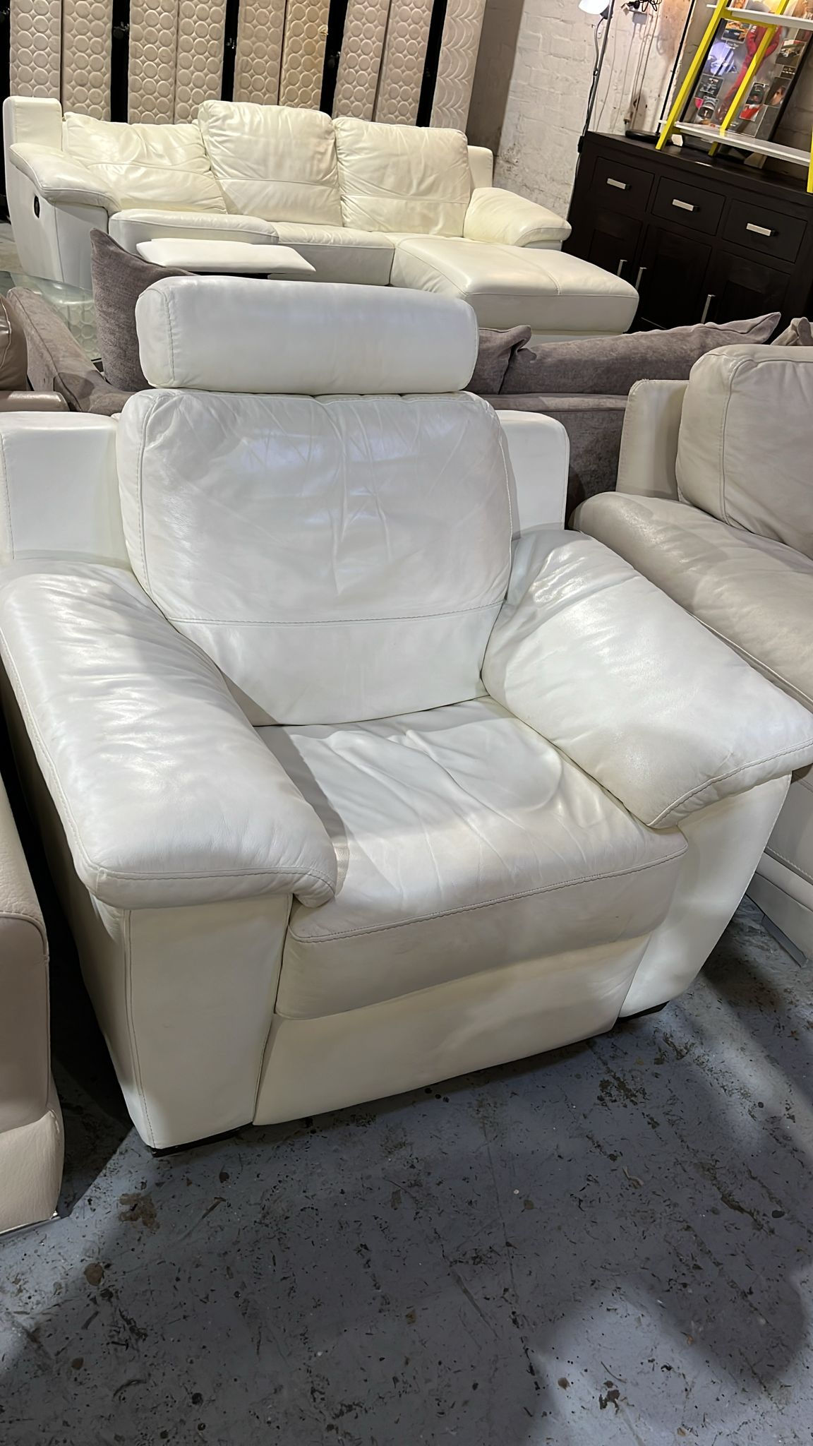 White Leather Recliner Armchair