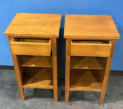 Pair of Bedside Tables – Drawer & Shelves