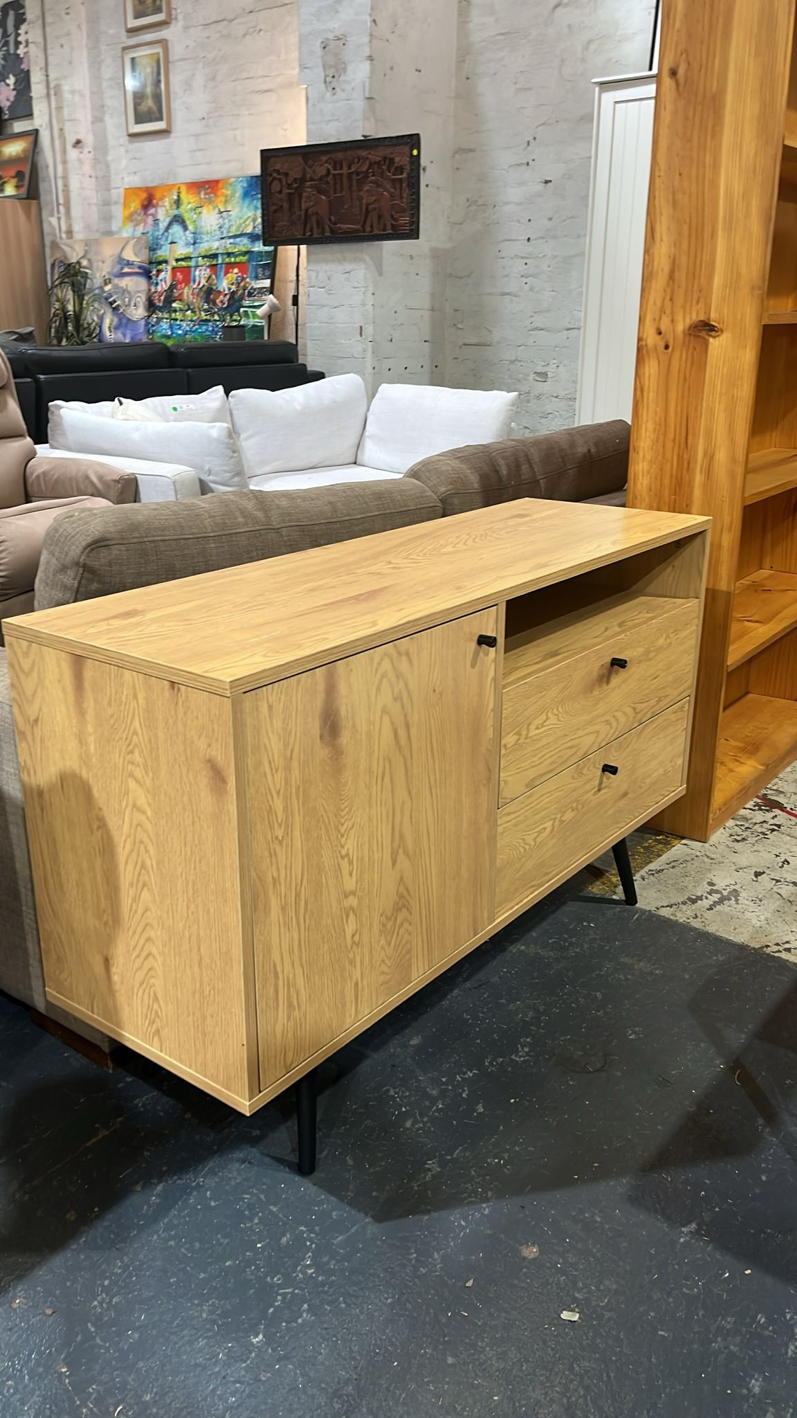 Wooden Buffet Cabinet with Drawers and Storage