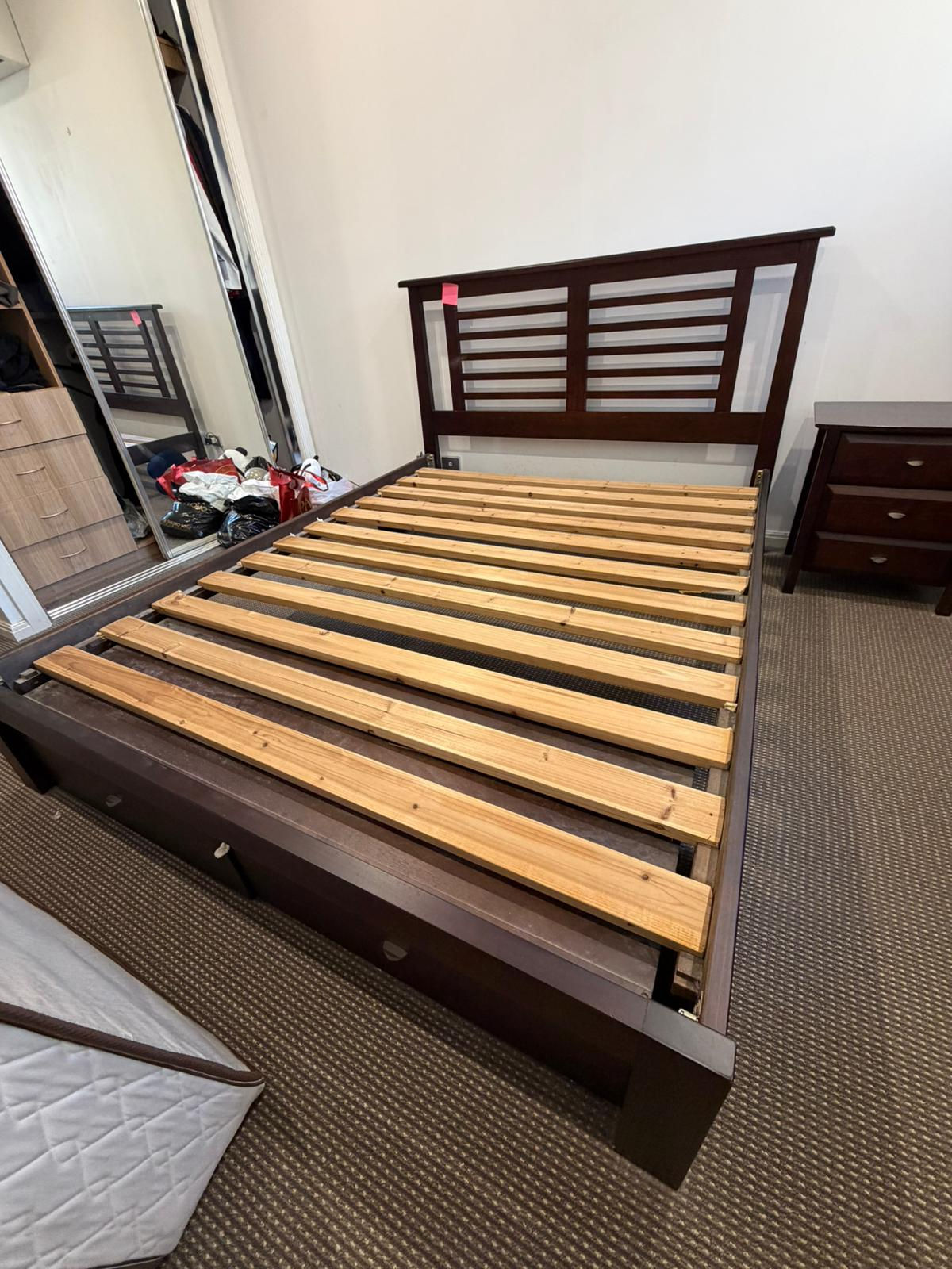 Queen Bed Frame with Storage Drawers