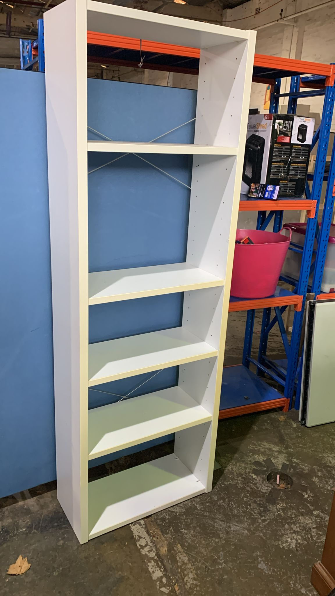 Tall White Bookshelf – 5 Shelf Storage Unit