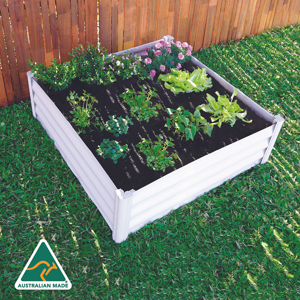 Thumbnail: 4 x 4ft Metal Square Garden Bed Surfmist Lifestyle