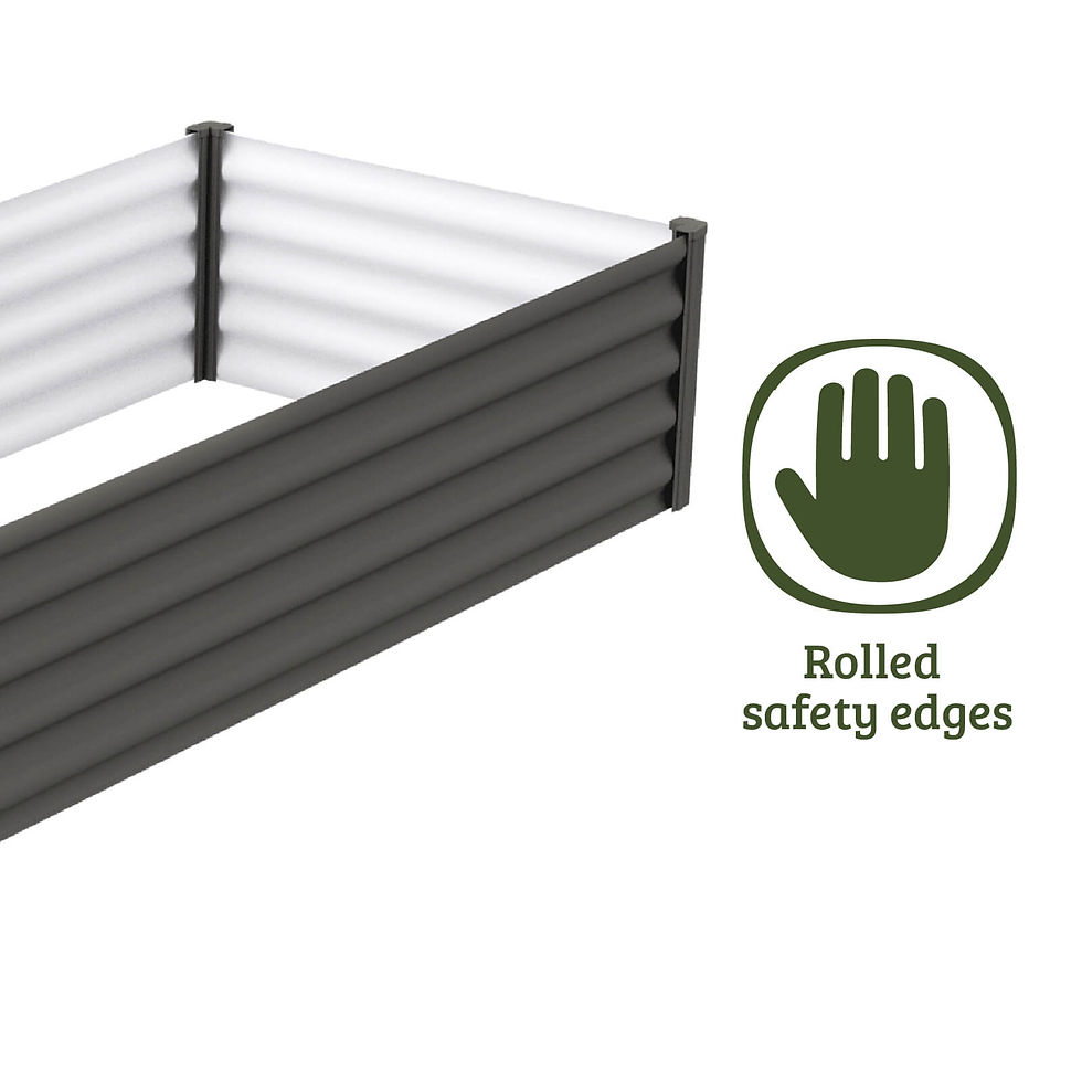Thumbnail: 6 x 3ft Metal Rectangle Garden Bed Woodland Grey Rolled Safety Edges