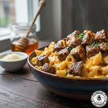 Honey Buffalo Steak Pasta Bake