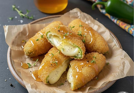 Fried Jalapeños with Brie and Honey Drizzle