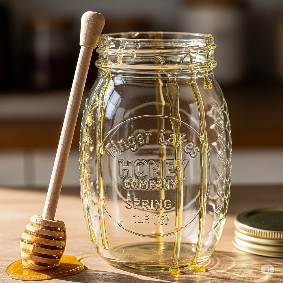 ALMOST EMPTY JAR OF HONEY