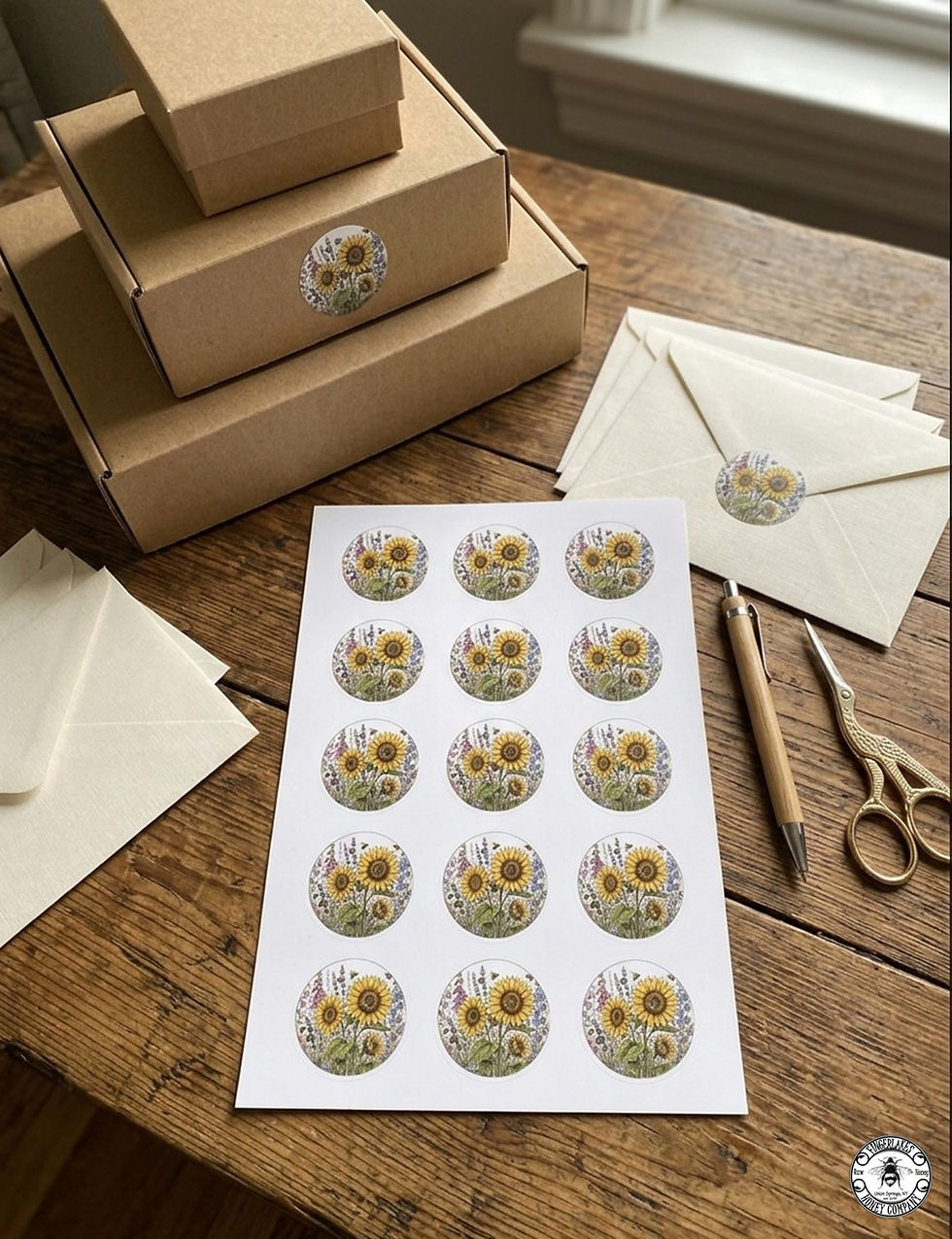 1.5 INCH ROUND SUNFLOWER STICKER SHEET