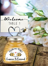 SPECIAL OCCASION HONEY JAR WITH WIRED BEE, HARD PLACECARD HOLDER, AND PLACECARD