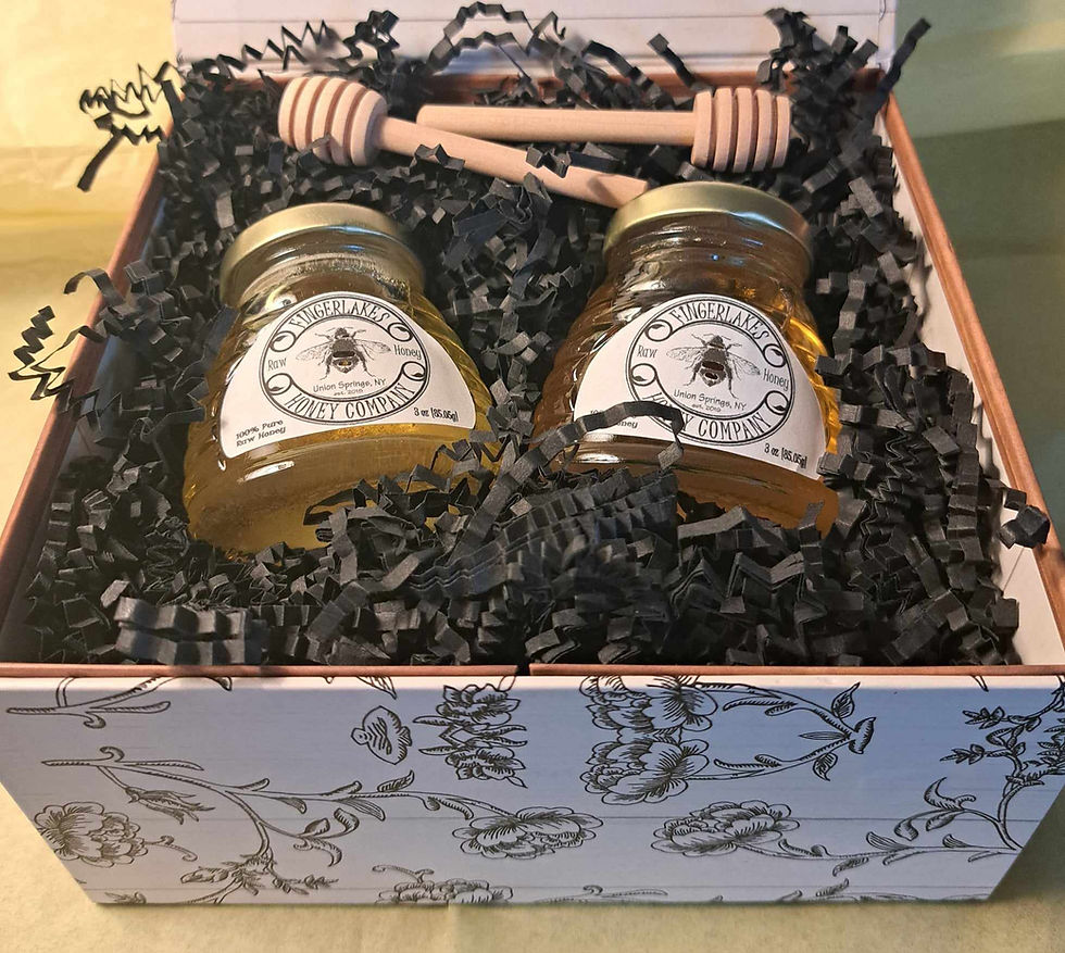 Bee Happy Small Gift Box with 3oz Skep Honey Jars