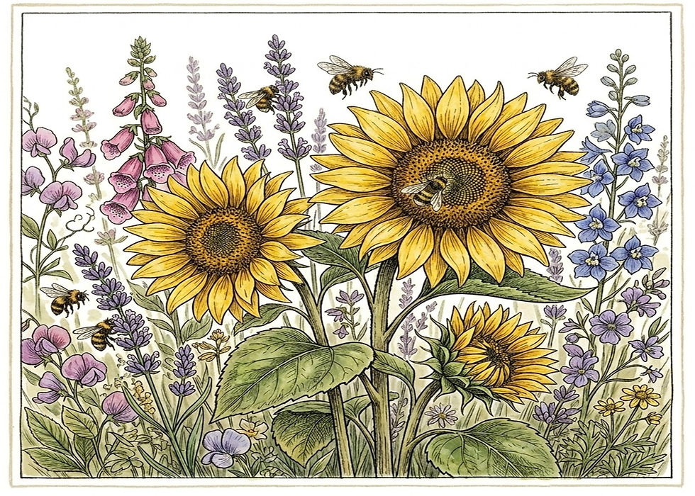 3 inch sunflower greeting card