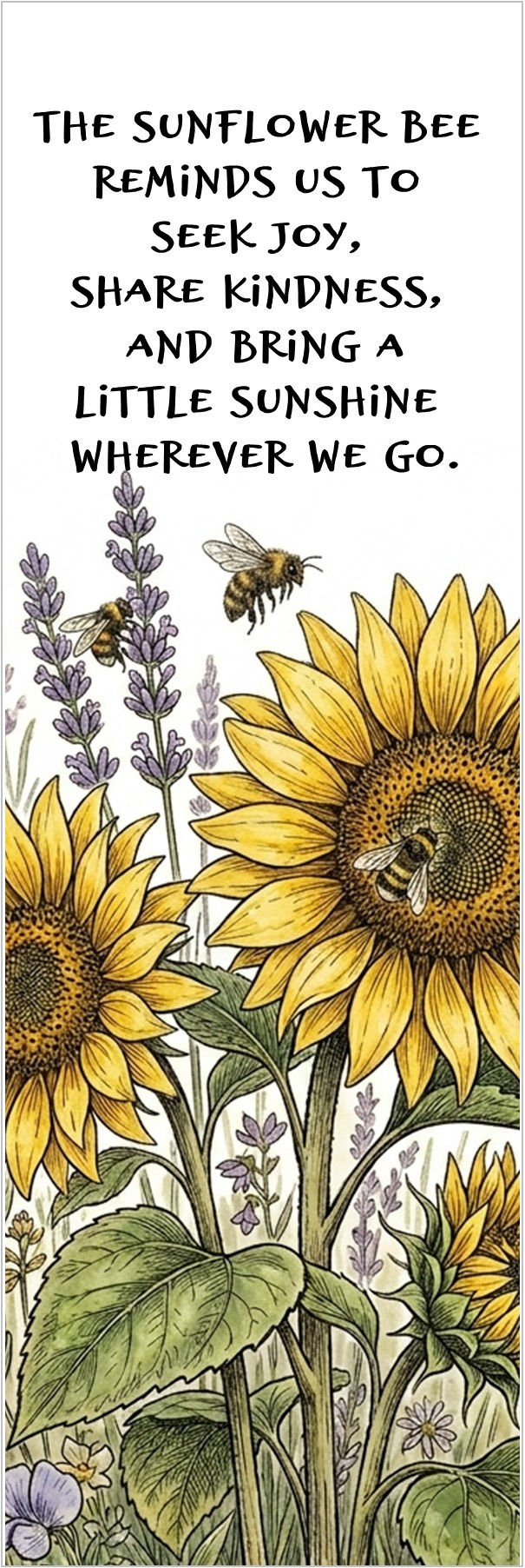 sunflower bee bookmark