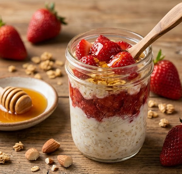 Strawberry Honey Overnight Oats