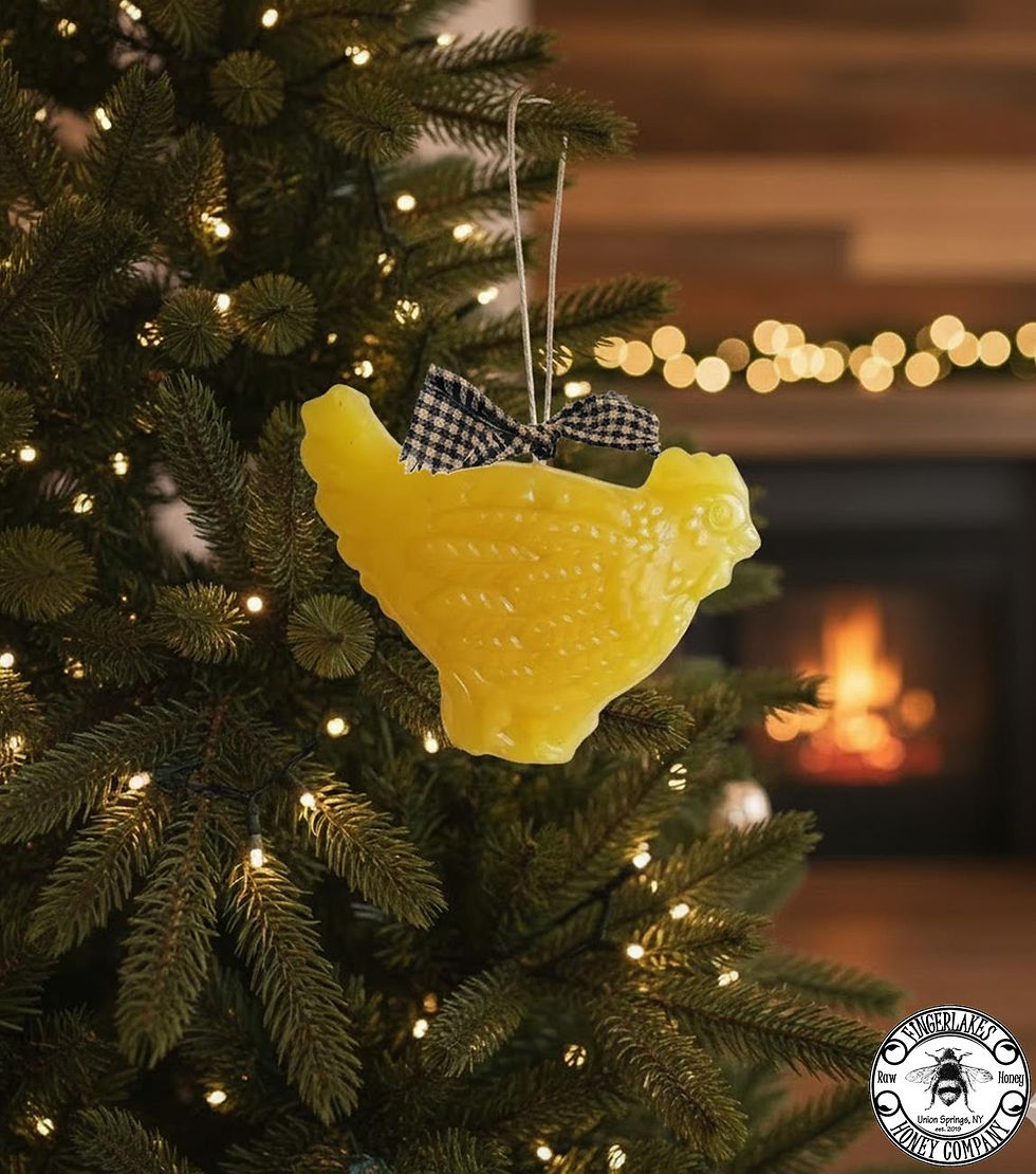 Thumbnail: YELLOW CHICKEN BEESWAX ORNAMENT ON TREE