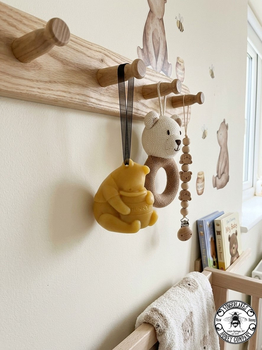 BEAR WITH HONEY JAR BEESWAX ORNAMENT