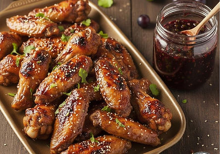 Honey Grape Jalapeño Jam Glazed Chicken Wings