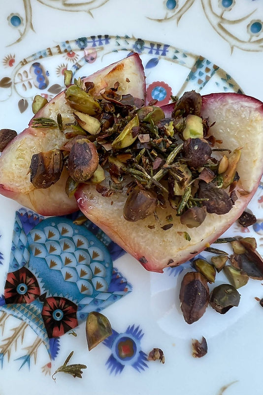 Roasted Nectarine with honey and toasted nuts.JPG