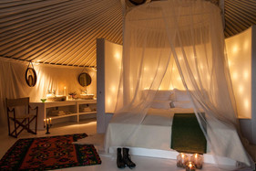 We have never seen a Yurt with all white interior, we love it