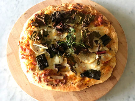 Potato, Kale, Caramelized Onion and Bufala Mozzarella Pizza With an Herbed Garlic Buttery Crust