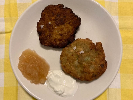 Latkes 2 Ways: Potato Leek and Spiced Miso Sweet Potato