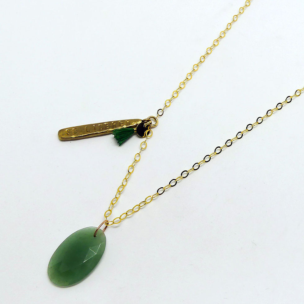 Miniature : collier amulette bronze pierre naturelle made in france