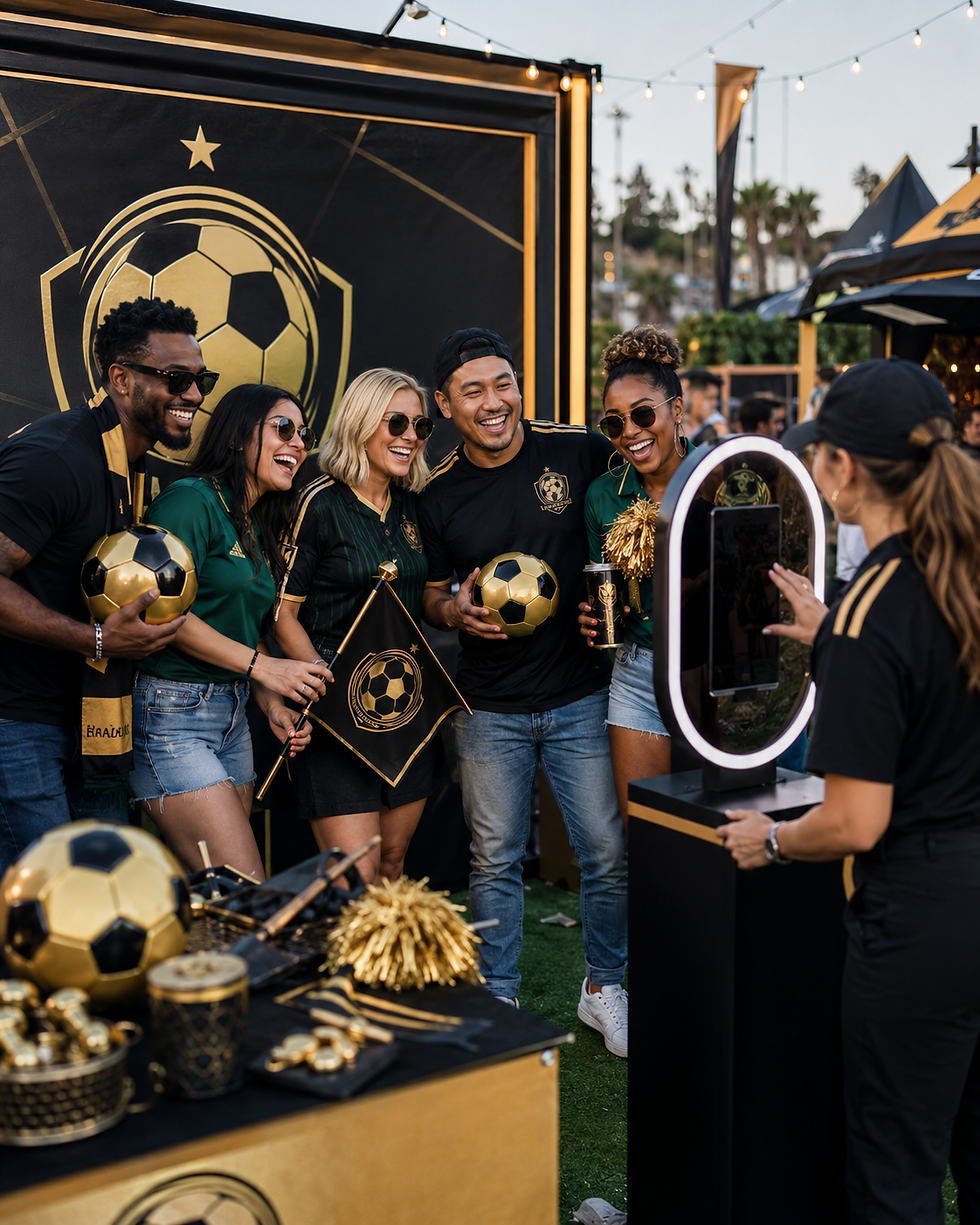 soccer themed fan experience station at watch party