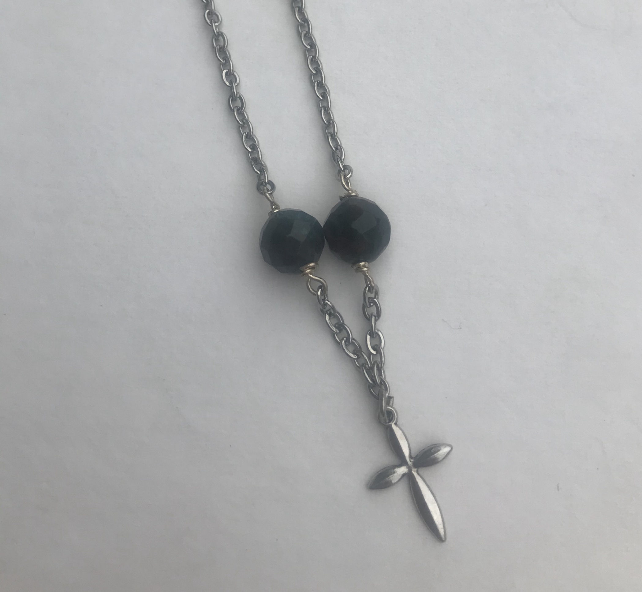 Cross anklet with Bloodstone