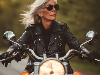 Frau fährt Motorrad