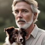 älterer Herr mit Hund