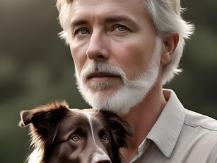 älterer Herr mit Hund