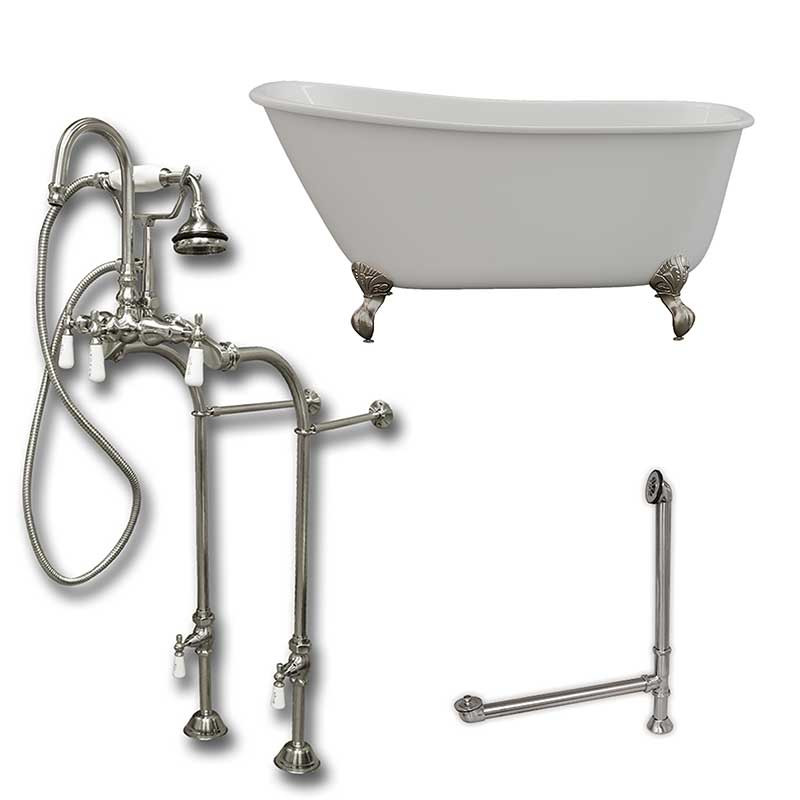 Cambridge Plumbing Cast Iron Swedish Slipper Tub 54″ X — SWED54-398684-PKG-BN
