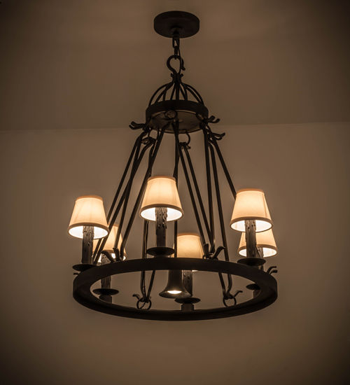 Meyda 28"W Lakeshore 6 LT W/Downlight Chandelier