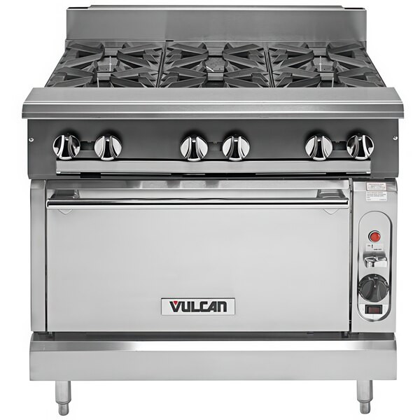 Vulcan V6B36C-NAT V Series Natural Gas 6 Burner 36″ Heavy-Duty Range with Convec