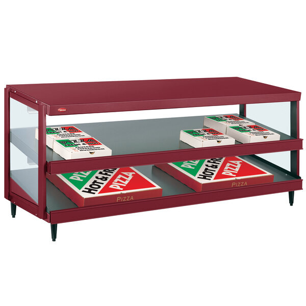 Hatco GRPWS-4824D Wine Red Glo-Ray 48″ Double Shelf Pizza Warmer – 120/240V, 239