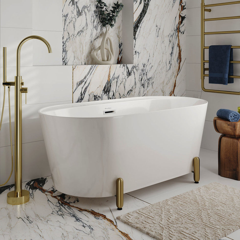 Thumbnail: Swiss Madison Monaco 59" Freestanding Bathtub with Brushed Gold Stand