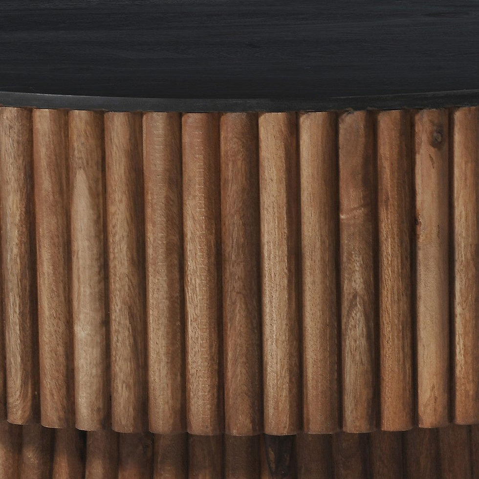 Thumbnail: The Urban Port Montoya Coffee Table | 34" Round Black Top | Brown Mango