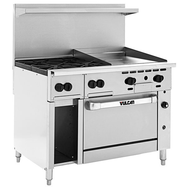 Vulcan 48C-4B24GN Endurance Natural Gas 4 Burner 48″ Range with 24″ Manual Gridd