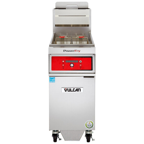 Vulcan 1TR45DF-1 PowerFry3 Natural Gas 45-50 lb. Floor Fryer with Solid State Di