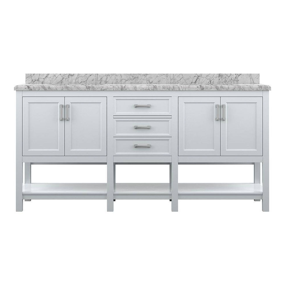 Thumbnail: Design Element Bath Kitchen Affinity 72" Double Sink Vanity w/ White &