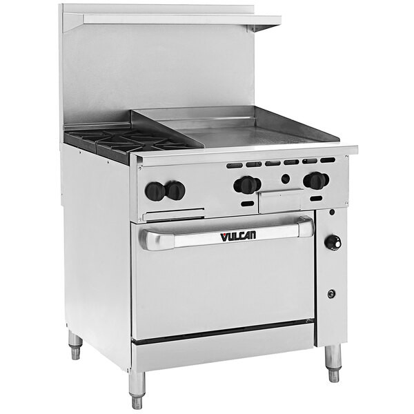 Vulcan 36S-2B24GP Endurance Liquid Propane 2 Burner 36″ Range with 24″ Manual Gr