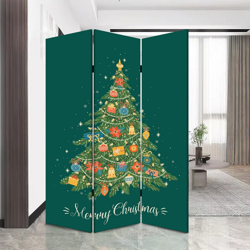 BENZARA 72 Inch 3 Panel Canvas Screen Room Divider, Painted - BM276728