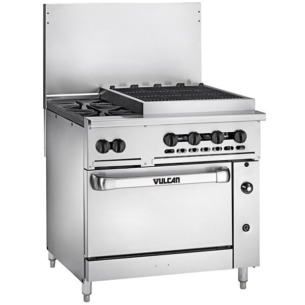 Vulcan 36S-2B24CBN Endurance Natural Gas 2 Burner 36″ Range with 24″ Charbroiler