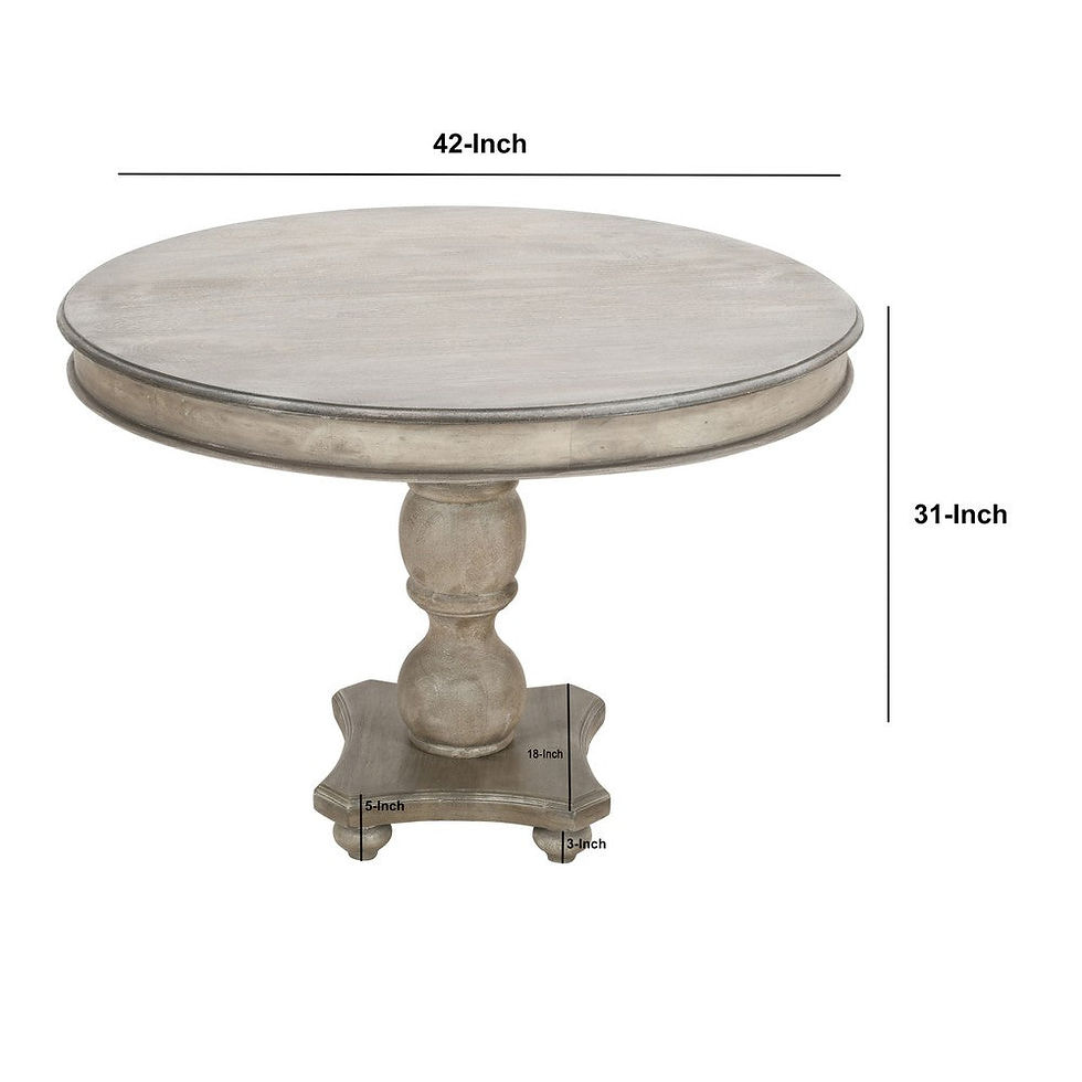 Thumbnail: The Urban Port 42" Handcrafted Mango Wood Dining Table, Pedestal Base