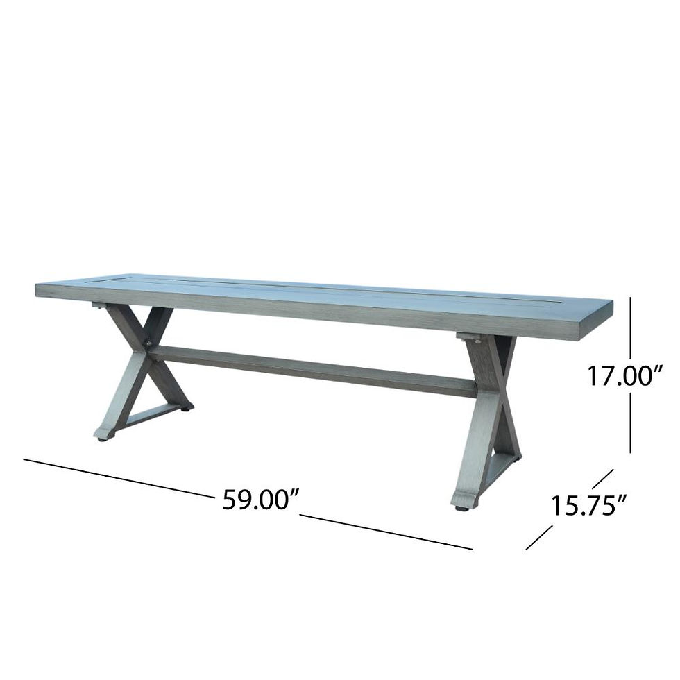 Thumbnail: Benzara Jica Outdoor Dining Bench, X Shape Legs, Slatted Dark Gray