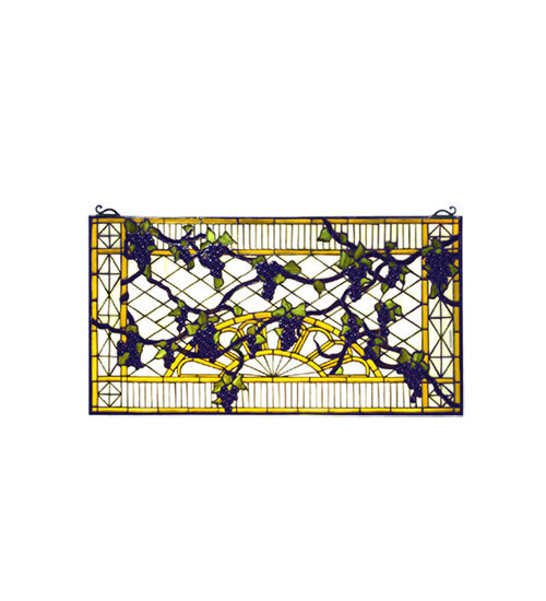 Meyda 17"W X 32"H Grape Diamond Trellis Stained Glass Window