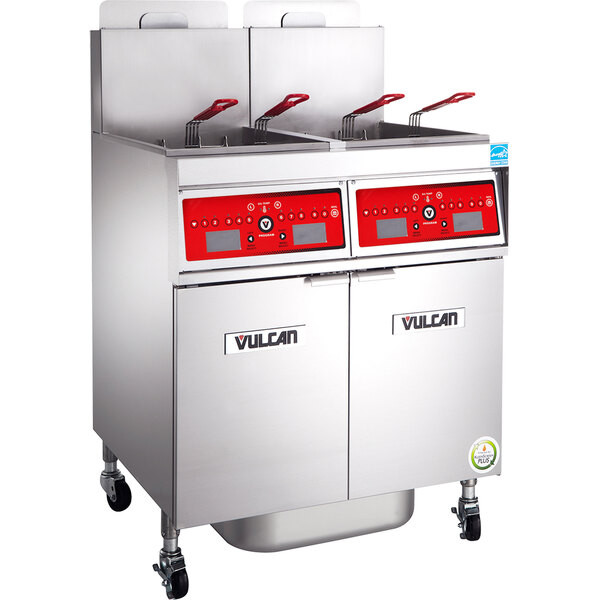 Vulcan 2TR45CF-1 PowerFry3 Natural Gas 90-100 lb. 2 Unit Floor Fryer System
