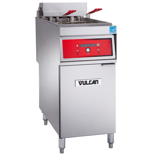 Vulcan 1ER50D-2 50 lb. Electric Floor Fryer with Digital Controls – 480V, 3 Phas