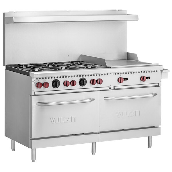 Vulcan SX60F-6B24GN SX Series Natural Gas 6 Burner 60″ Range with 24″ Manual Gri