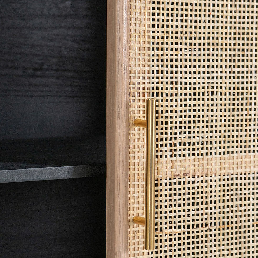 Thumbnail: Benjara Dana 40" Storage Cabinet, Wood Frame, 2 Shelves, 2 Rattan